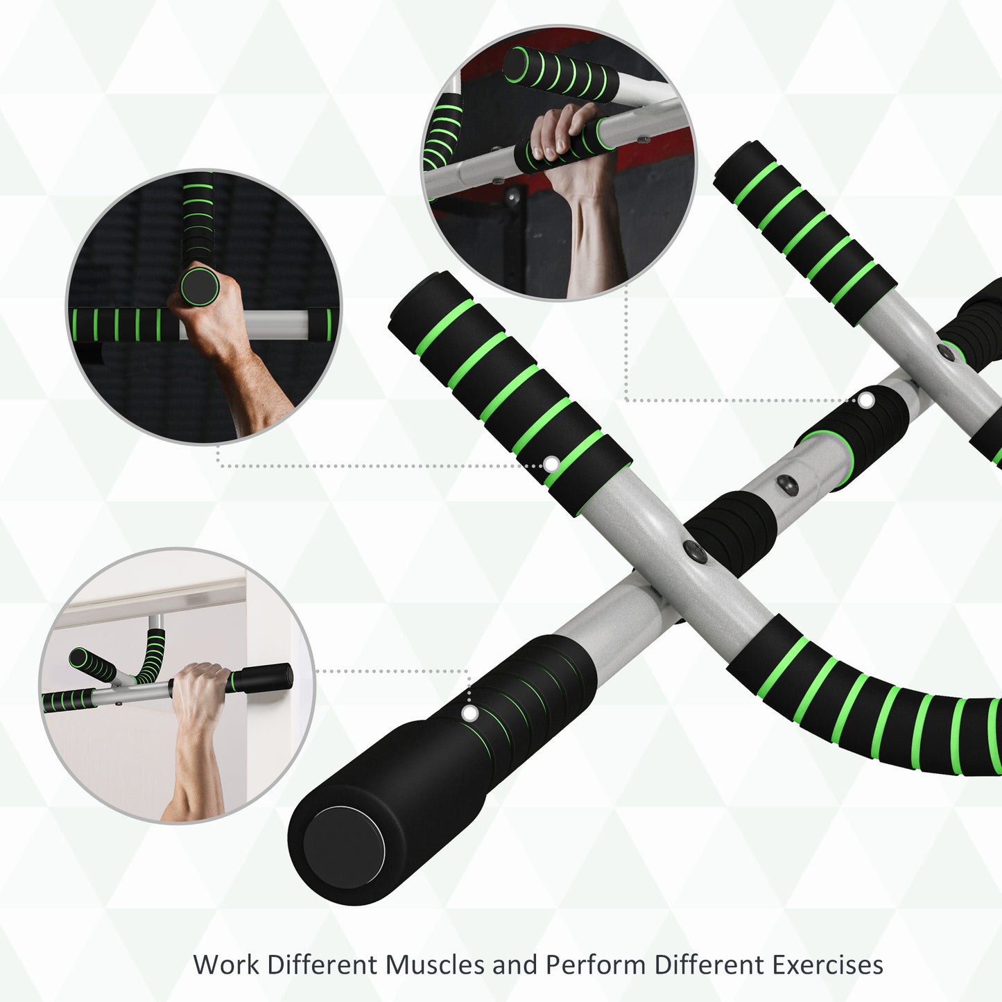 Pull-Up Bar for Doorway, Home Fitness Door Horizontal Bar Push up Bar for Indoor Gym Upper Body Workout in Green by HOMCOM
