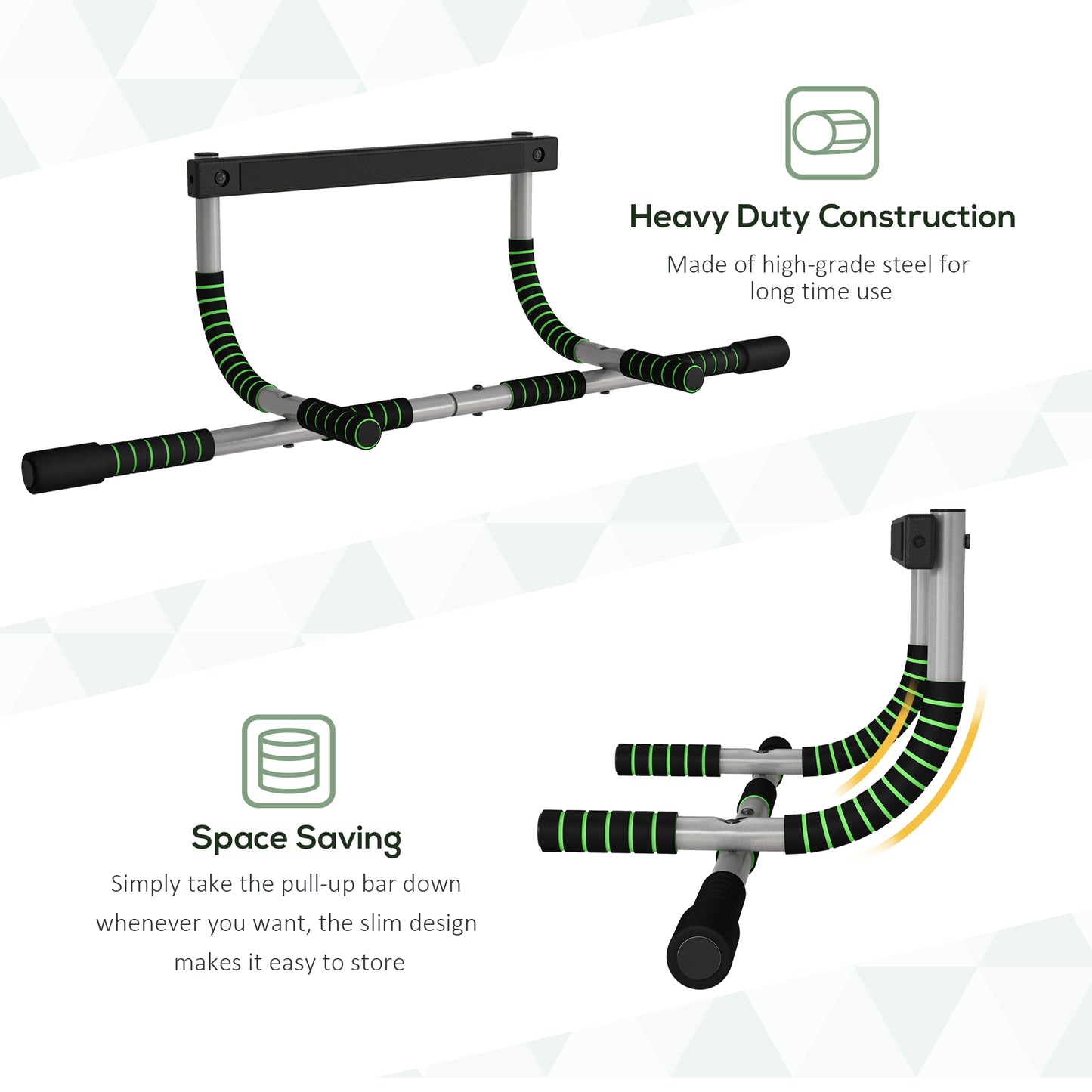 Pull-Up Bar for Doorway, Home Fitness Door Horizontal Bar Push up Bar for Indoor Gym Upper Body Workout in Green by HOMCOM