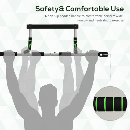 Pull-Up Bar for Doorway, Home Fitness Door Horizontal Bar Push up Bar for Indoor Gym Upper Body Workout in Green by HOMCOM